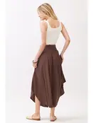 Smocked Waist Flowy Skirt - Chocolate