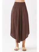 Smocked Waist Flowy Skirt - Chocolate