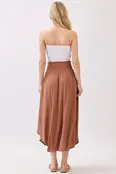 Smocked Waist Flowy Skirt - Nutshell Brown