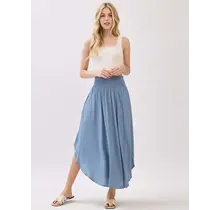 Smocked Waist Flowy Skirt - LT Blue Shadow