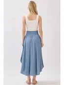 Smocked Waist Flowy Skirt - LT Blue Shadow