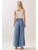 Waist Smocked Wide Leg Pants -  LT Blue Shadow