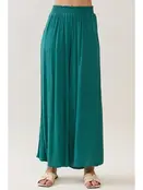 Waist Smocked Wide Leg Pants - Balsam Green