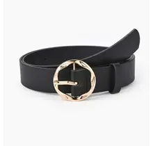 Textured Angled Oval Shaped Buckle  Belt