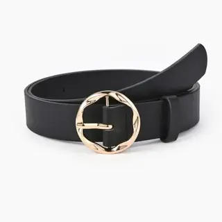 Textured Angled Oval Shaped Buckle  Belt