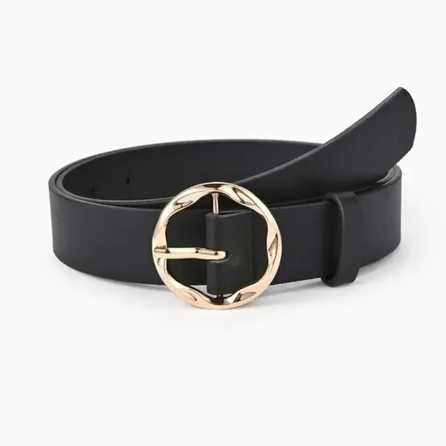 Textured Angled Oval Shaped Buckle  Belt