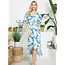Aria Floral Faux Wrap Dress - Blue