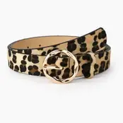 Textured Angled Oval Shaped Buckle  Belt