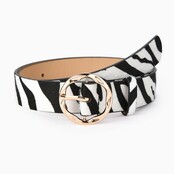 Textured Angled Oval Shaped Buckle  Belt