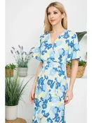 Aria Floral Faux Wrap Dress - Blue