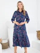 Paisley Print Dress - Blue