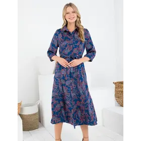 Paisley Print Dress - Blue