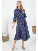 Paisley Print Dress - Blue