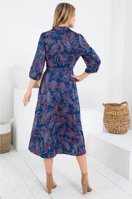 Paisley Print Dress - Blue