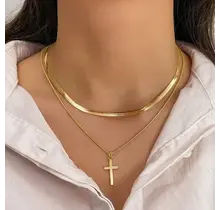 18K Stainless Steel Tarnish Free Cross Necklace | 40NK372