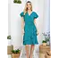 Flurries of Dots Print Faux Wrap Dress - Teal