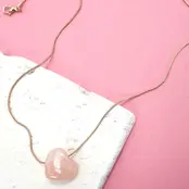 Rose Quartz Inspired Heart Charm Necklace | 80N91635
