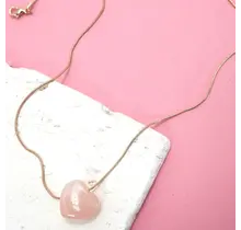 Rose Quartz Inspired Heart Charm Necklace | 80N91635