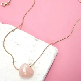 Rose Quartz Inspired Heart Charm Necklace | 80N91635