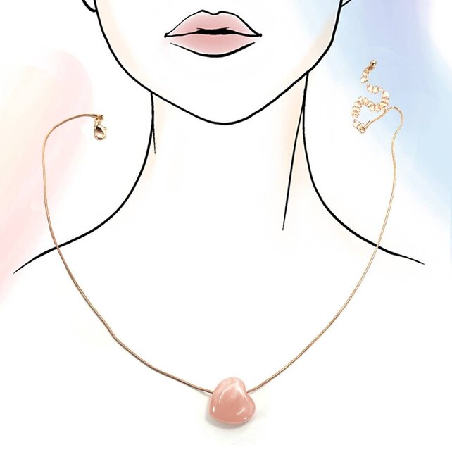 Rose Quartz Inspired Heart Charm Necklace | 80N91635