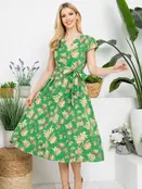 Vintage Floral Print Dress - Green