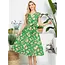 Vintage Floral Print Dress - Green