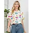 Colorful Dog Print Crop Top - White