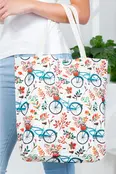 Bicycle and Floral Canvas Tote Bag