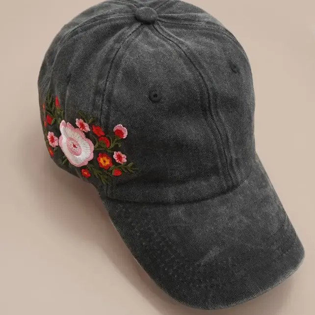 Embroidery Floral Baseball Cap Hat