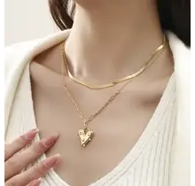 18K Stainless Steel Tarnish Free Heart Necklace | 40NK380