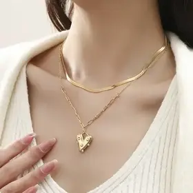 18K Stainless Steel Tarnish Free Heart Necklace | 40NK380