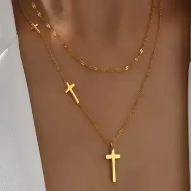 18K Stainless Steel Tarnish Free Cross Necklace | 40NK361