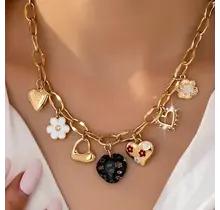 Charm Necklace-Hearts Flower Rhinestone | 80N92650