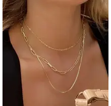 18K Stainless Steel Tarnish Free Layered Necklace | 40NK346