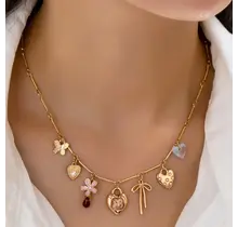 Charm Necklace-Hearts Flower Bow Butterfly | 80N92639