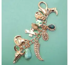 Western Porcelain Cross Boot Cowboy Hat Bag Charm | 80K010