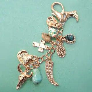 Western Porcelain Cross Boot Cowboy Hat Bag Charm | 80K010