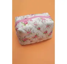 Floral Toile Pattern Makeup Cosmetic Pouch Bag - Pink Flowers