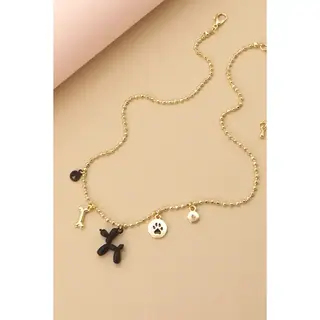 Pup Paw Charm Necklace | 51N1607 - Black