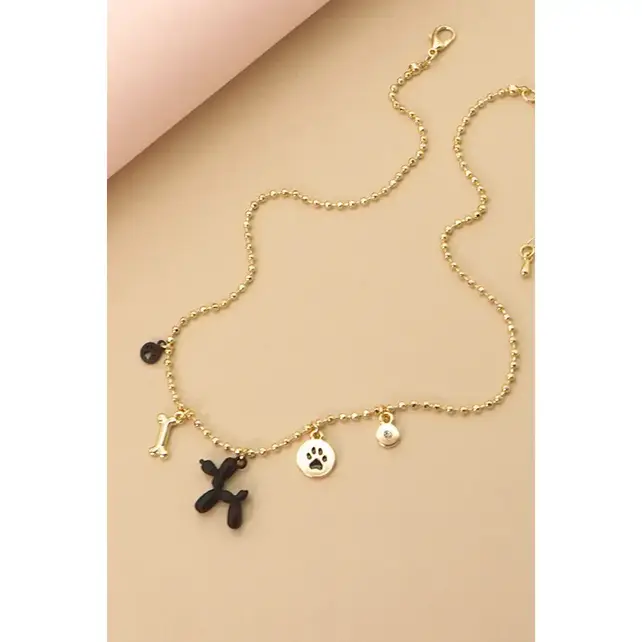 Pup Paw Charm Necklace | 51N1607 - Black