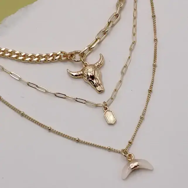 Bull Horn Multi Layer Necklace | 80N243