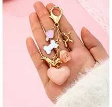 Bag Charm-Heart Dog Bone Bag Charm Key Chain | 80K095