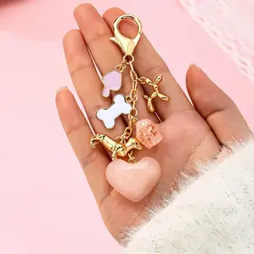 Bag Charm-Heart Dog Bone Bag Charm Key Chain | 80K095