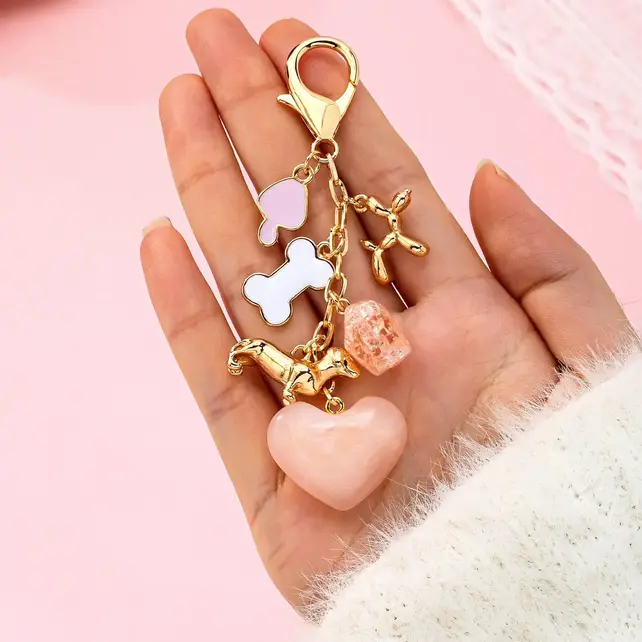 Bag Charm-Heart Dog Bone Bag Charm Key Chain | 80K095