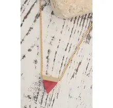 Classic Mini Triangle Natural Stone Necklace | 470118698 - Pink