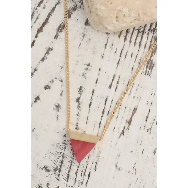 Classic Mini Triangle Natural Stone Necklace | 470118698 - Pink