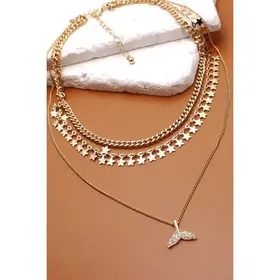 Mermaid Tail Rhinestone Pendant Necklace | 31N21093