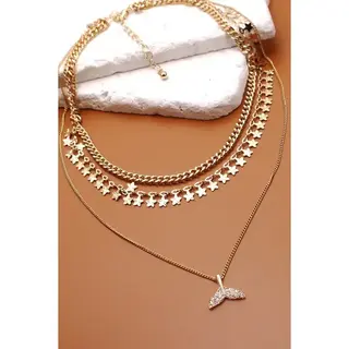 Mermaid Tail Rhinestone Pendant Necklace | 31N21093