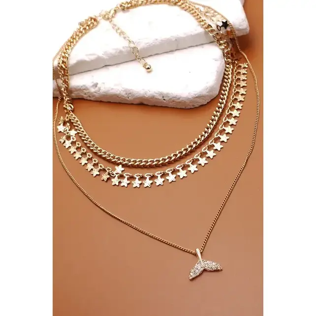 Mermaid Tail Rhinestone Pendant Necklace | 31N21093