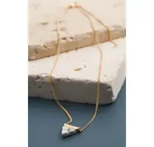 Classic Mini Triangle Natural Stone Necklace | 470118698 - White Howlite